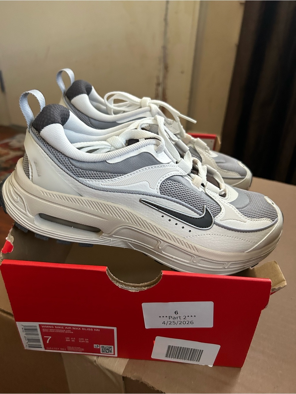 Nike White and Light Gray Air Max Sneakers